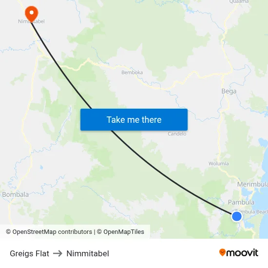 Greigs Flat to Nimmitabel map