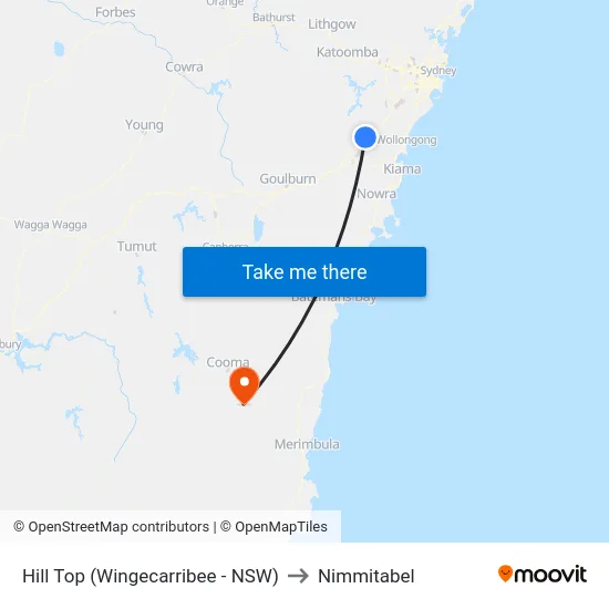 Hill Top (Wingecarribee - NSW) to Nimmitabel map