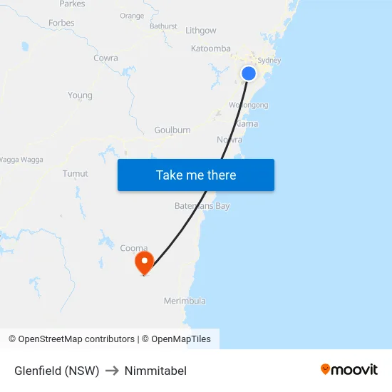Glenfield (NSW) to Nimmitabel map