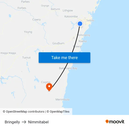 Bringelly to Nimmitabel map