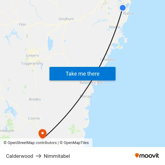 Calderwood to Nimmitabel map