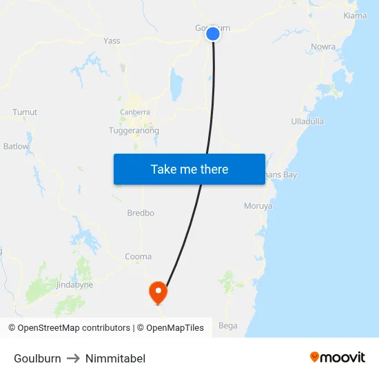 Goulburn to Nimmitabel map