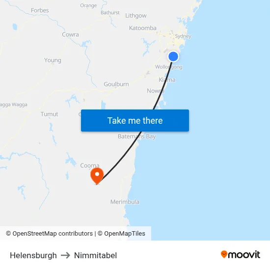 Helensburgh to Nimmitabel map