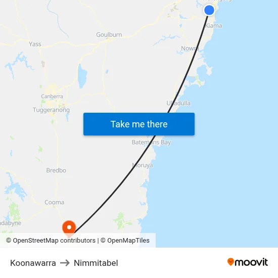Koonawarra to Nimmitabel map