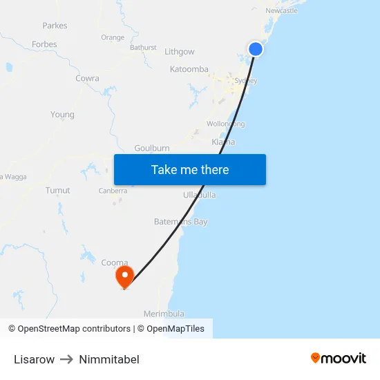 Lisarow to Nimmitabel map