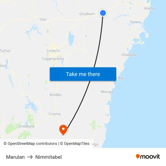Marulan to Nimmitabel map