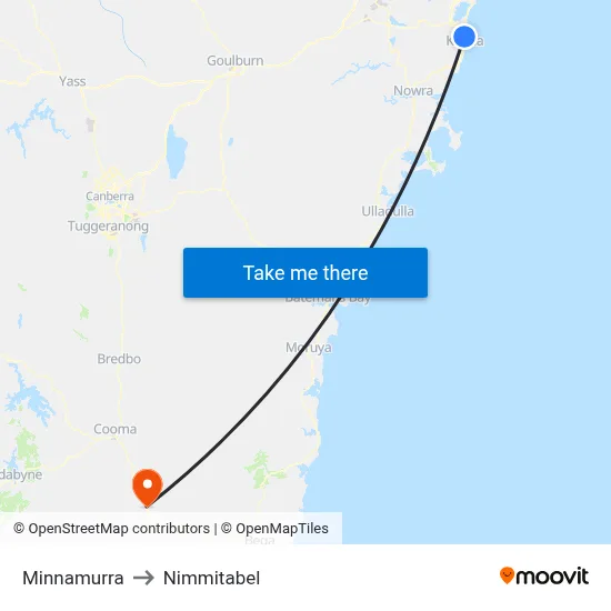 Minnamurra to Nimmitabel map