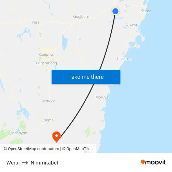 Werai to Nimmitabel map