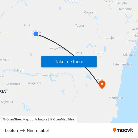 Leeton to Nimmitabel map