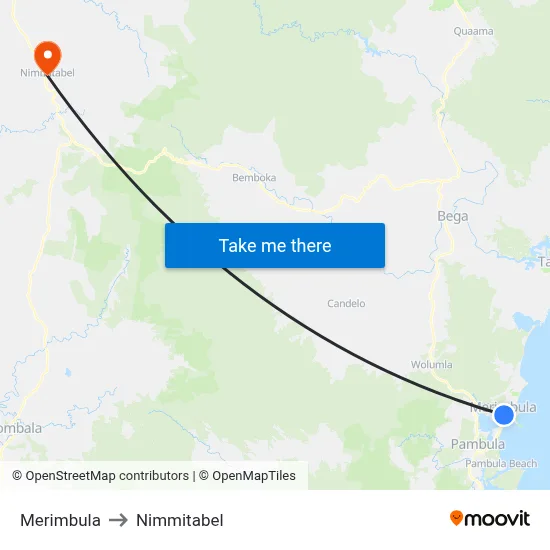 Merimbula to Nimmitabel map