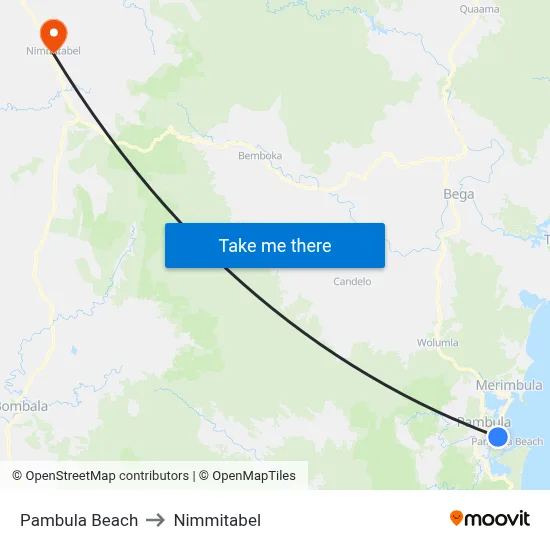 Pambula Beach to Nimmitabel map