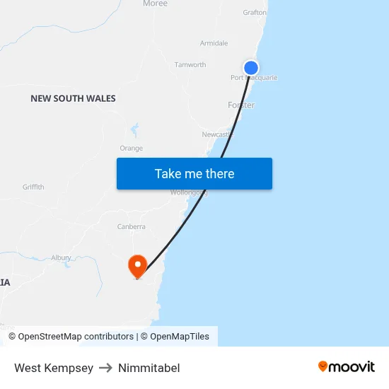 West Kempsey to Nimmitabel map