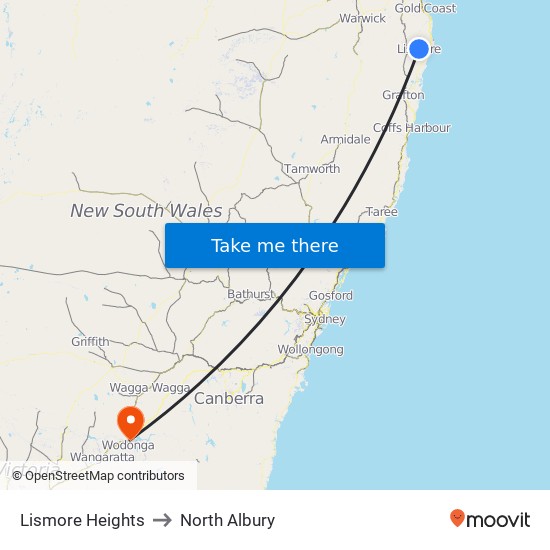 Lismore Heights to North Albury map