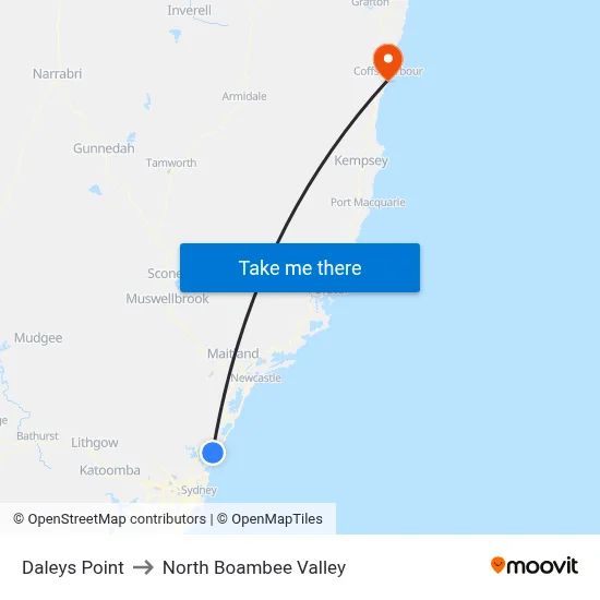 Daleys Point to North Boambee Valley map