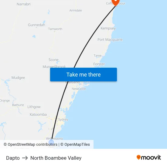 Dapto to North Boambee Valley map