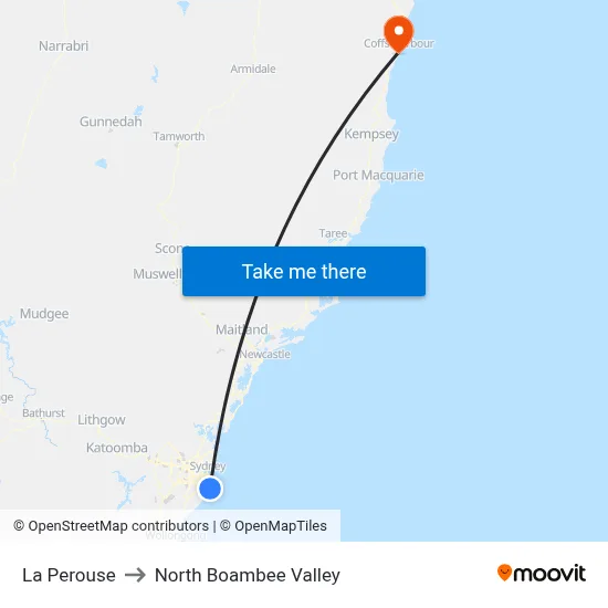 La Perouse to North Boambee Valley map