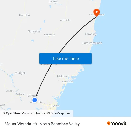 Mount Victoria to North Boambee Valley map