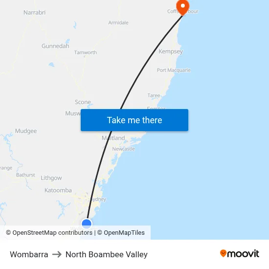 Wombarra to North Boambee Valley map