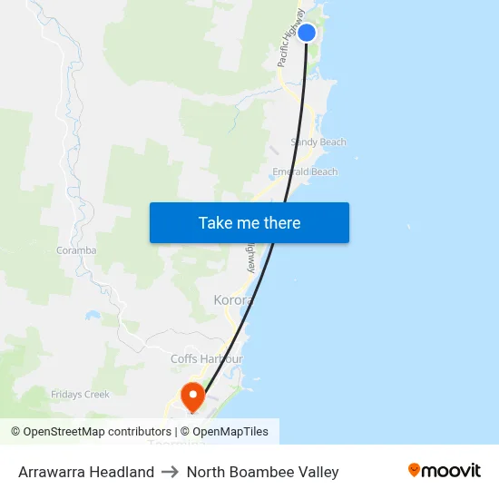 Arrawarra Headland to North Boambee Valley map