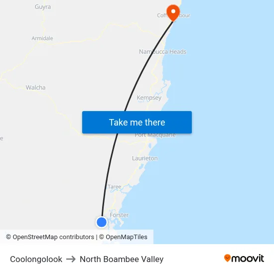 Coolongolook to North Boambee Valley map