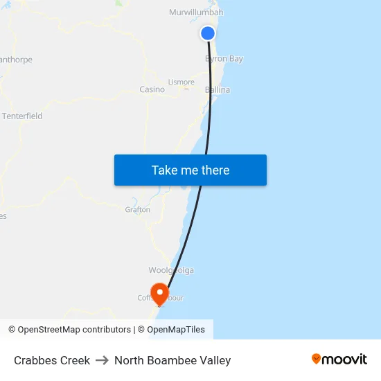 Crabbes Creek to North Boambee Valley map