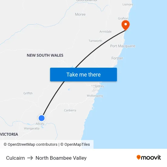 Culcairn to North Boambee Valley map