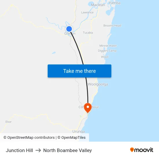 Junction Hill to North Boambee Valley map