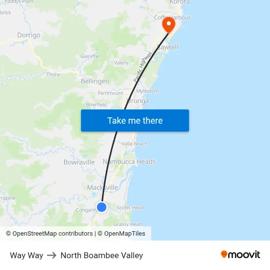 Way Way to North Boambee Valley map