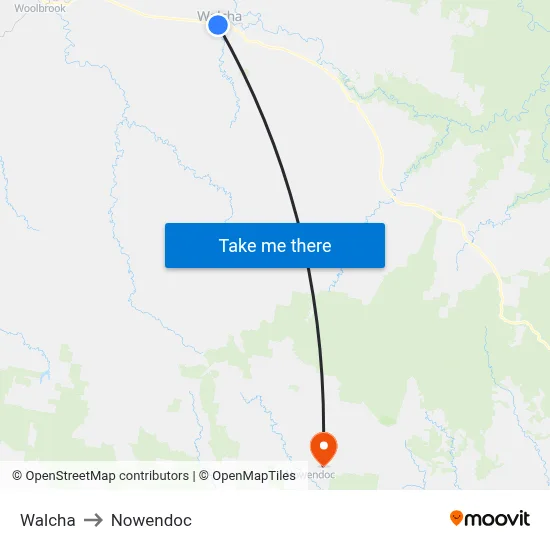 Walcha to Nowendoc map