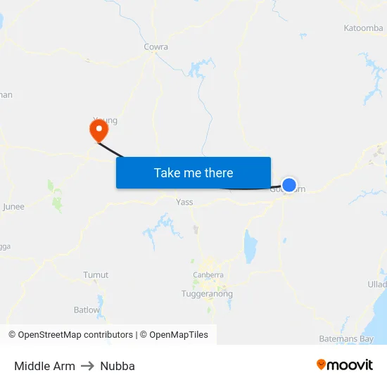 Middle Arm to Nubba map