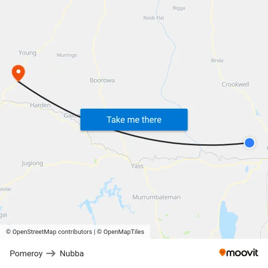 Pomeroy to Nubba map