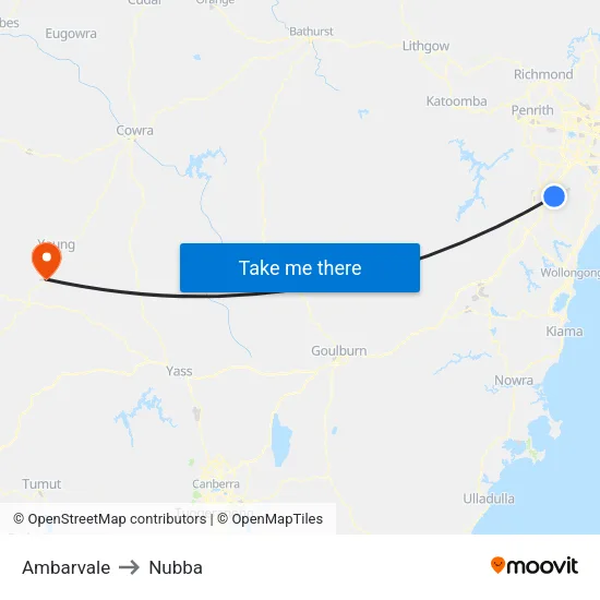 Ambarvale to Nubba map