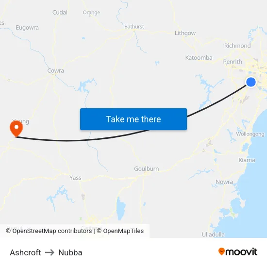 Ashcroft to Nubba map