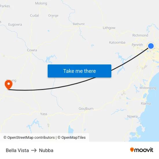 Bella Vista to Nubba map