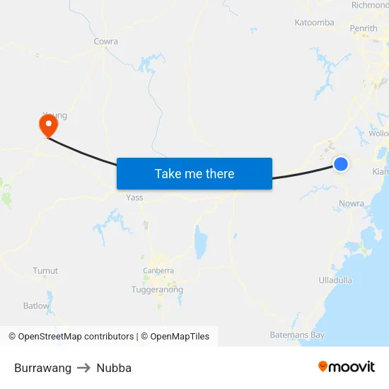 Burrawang to Nubba map