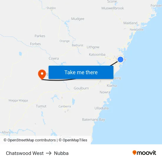 Chatswood West to Nubba map