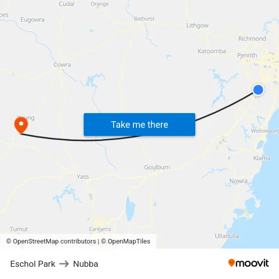 Eschol Park to Nubba map