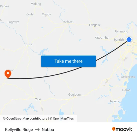 Kellyville Ridge to Nubba map