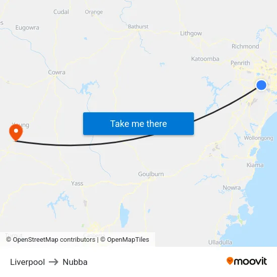 Liverpool to Nubba map