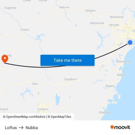 Loftus to Nubba map