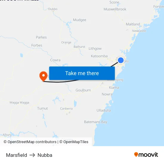 Marsfield to Nubba map