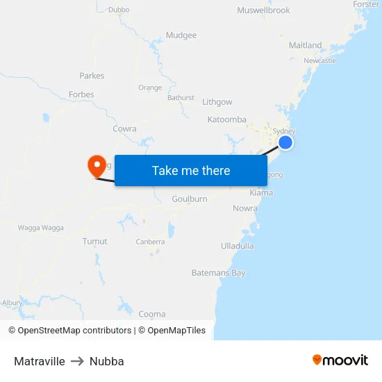 Matraville to Nubba map