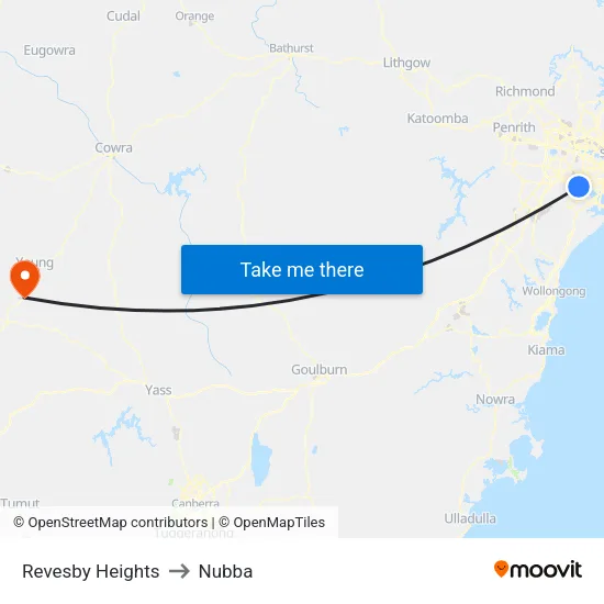 Revesby Heights to Nubba map