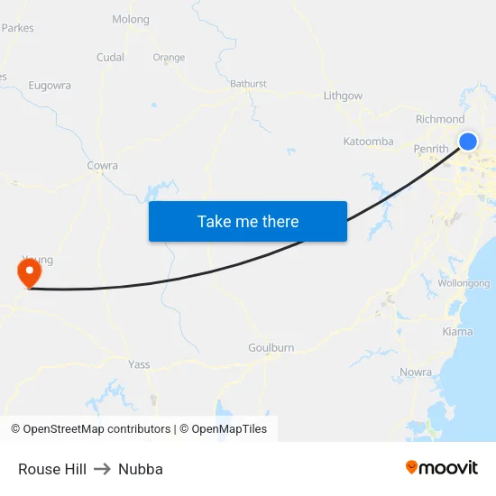Rouse Hill to Nubba map