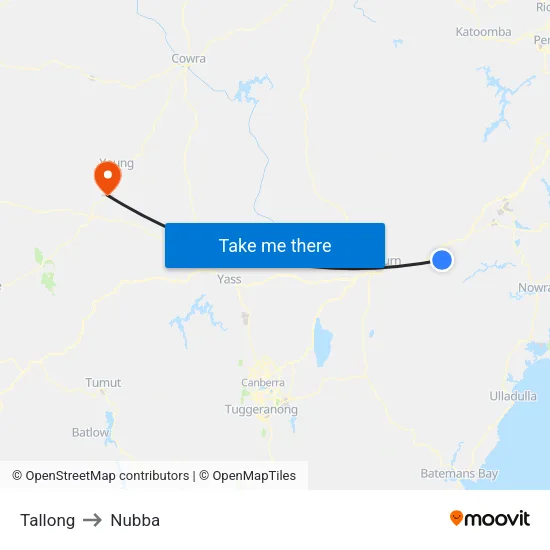 Tallong to Nubba map