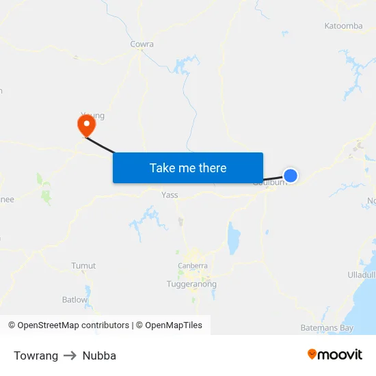 Towrang to Nubba map