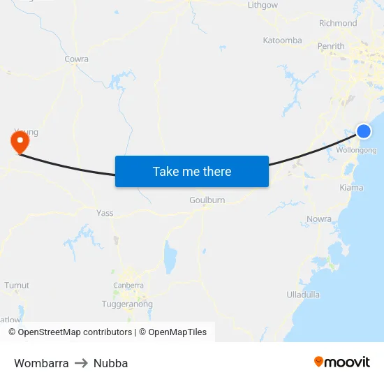 Wombarra to Nubba map