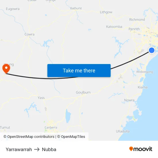 Yarrawarrah to Nubba map