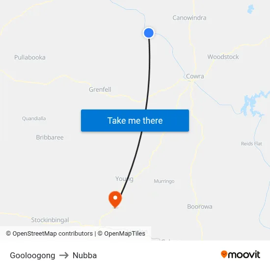 Gooloogong to Nubba map