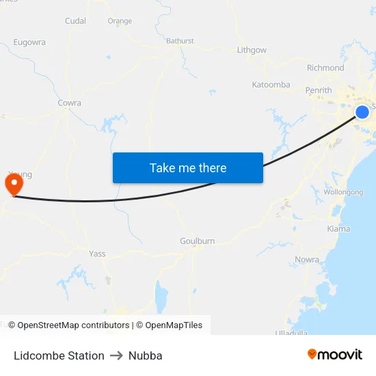 Lidcombe Station to Nubba map